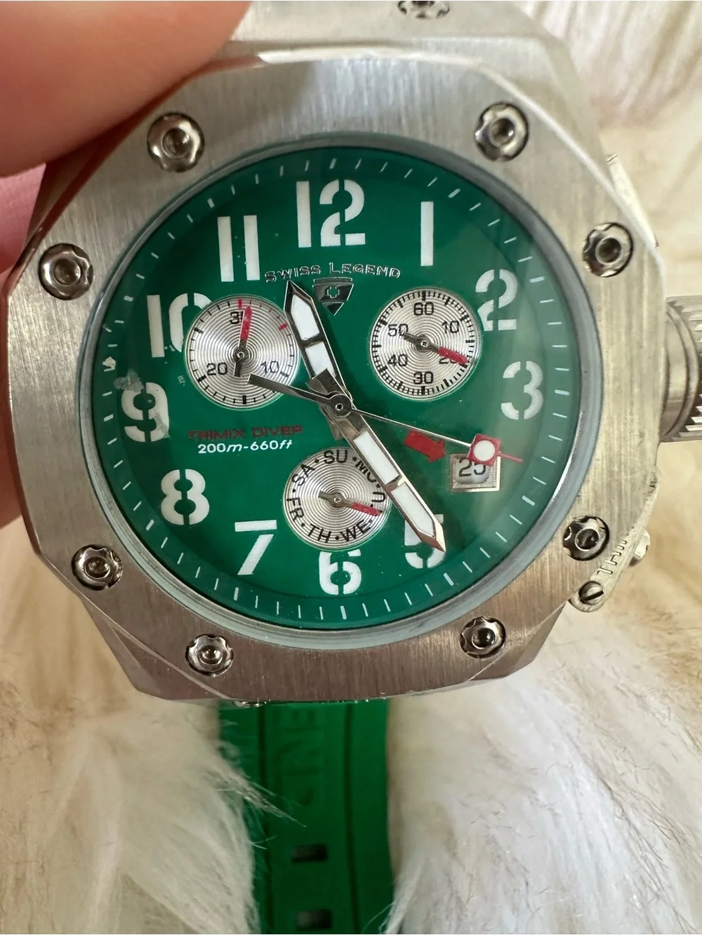 Swiss Legend Green and Silver Sport Chronograph Watch